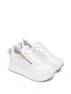 Nerogiardini Bow Platform Leather Sneakers In White