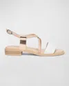 NEROGIARDINI MIXED LEATHER CRISSCROSS SLINGBACK SANDALS