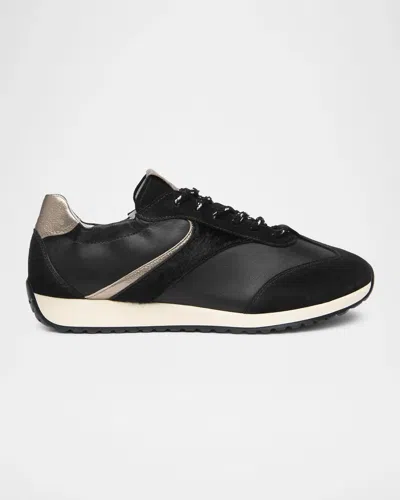 Nerogiardini Mixed Leather Low-top Sneakers In Black