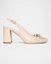 Nerogiardini Patent Leather Chain Slingback Pumps