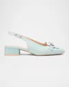 Nerogiardini Patent Leather Horsebit Slingback Pumps In Mint