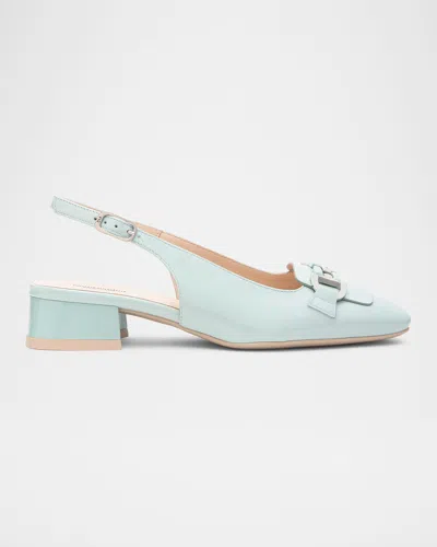 Nerogiardini Patent Leather Horsebit Slingback Pumps In Mint