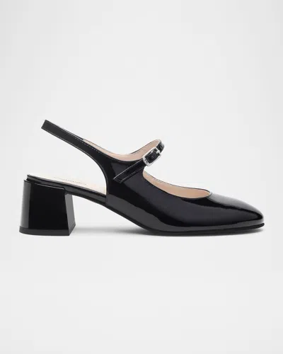 Nerogiardini Patent Mary Jane Ballerina Pumps In Black