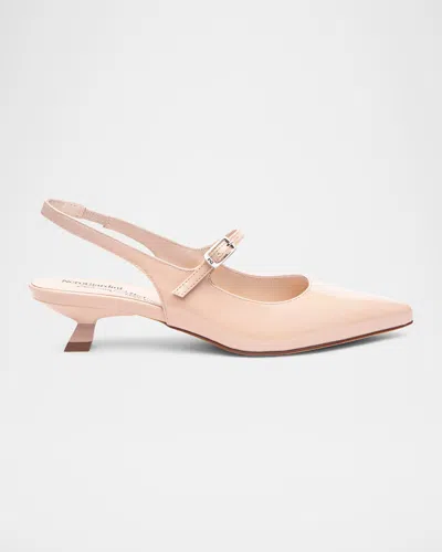 Nerogiardini Patent Mary Jane Slingback Pumps In Natural