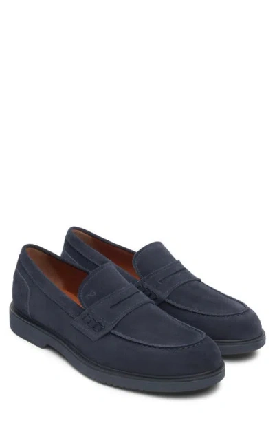 Nerogiardini Leather Penny Loafer In Blue