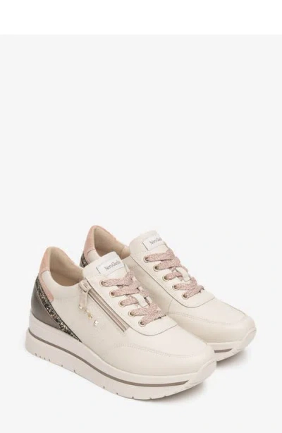 Nerogiardini Platform Mixed Media Sneaker In Neutral