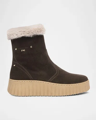 Nerogiardini Platform Suede Ankle Boots In Brown
