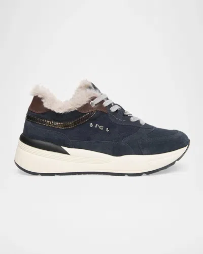 Nerogiardini Platform Suede Sneakers In Blue