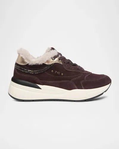 Nerogiardini Platform Suede Sneakers In Burgundy