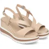 Nerogiardini Leather Wedge Slingback Sandals In Neutral