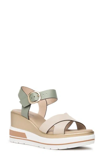 Nerogiardini Platform Wedge Sandal In Ivory/sage