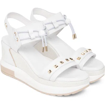 Nerogiardini Platform Wedge Sandal In White