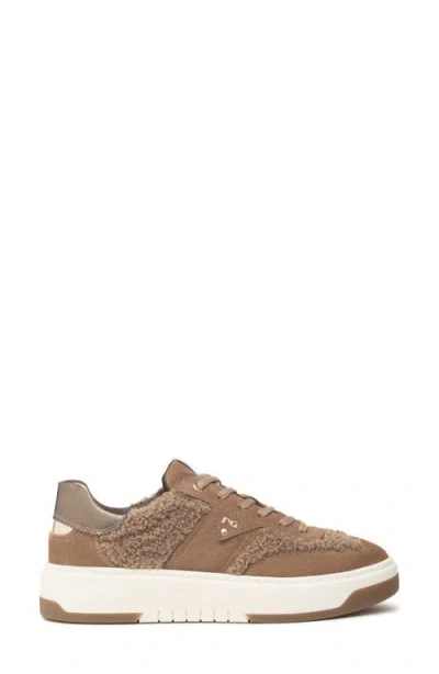 Nerogiardini Retro Faux Shearling Sneaker In Brown