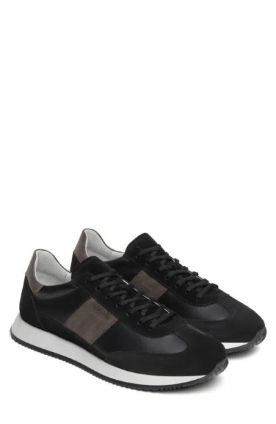 Nerogiardini Retro Leather Lace Up Sneaker In Black