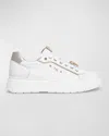 Nerogiardini Retro Mixed Leather Jeweled Low-top Sneakers In White
