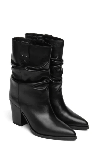 Nerogiardini Slouchy Leather Western Boot In Black