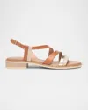 Nerogiardini Strappy Leather Sandals In Brown Multi