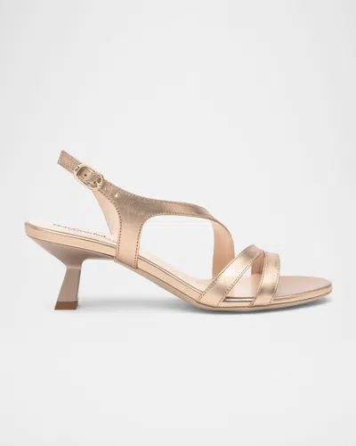 NEROGIARDINI STRAPPY METALLIC KITTEN-HEEL SANDALS