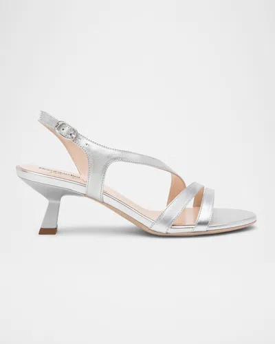 NEROGIARDINI STRAPPY METALLIC KITTEN-HEEL SANDALS