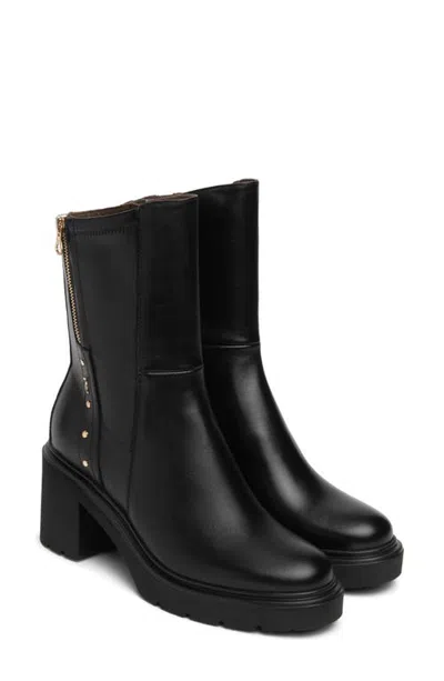 Nerogiardini Stretch Leather Bootie In Black
