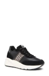 Nerogiardini Studded Mixed Leather Runner Sneakers In Black