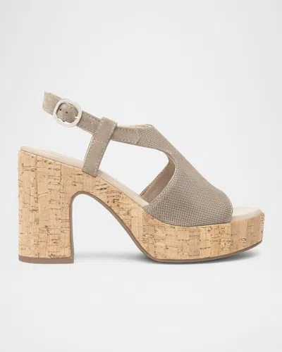 Nerogiardini Suede Ankle-strap Platform Cork Sandals In Taupe