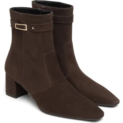 Nerogiardini Suede Block Heel Bootie In Brown
