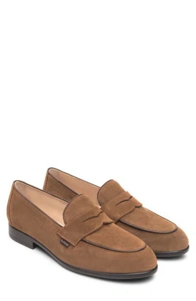 Nerogiardini Suede Slip-on Penny Loafer In Brown
