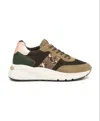 Nerogiardini Women's Bomber Verdone Sneakers In Velour Stone In Multi