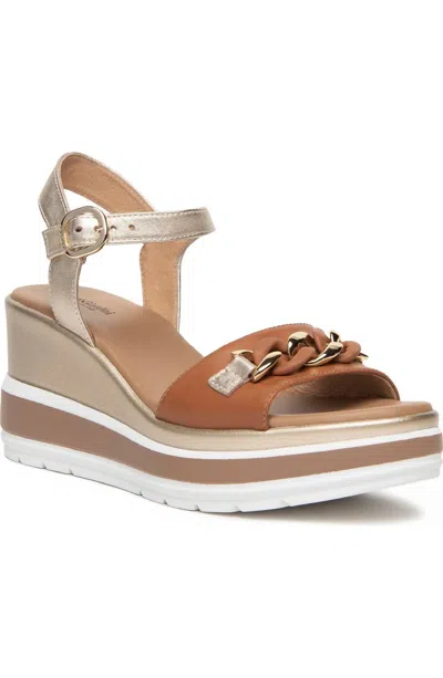 Nerogiardini Women's Chain Ankle Strap Platform Wedge In Brown