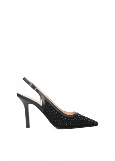 Nerogiardini Women's Dew Drop Heel Sandal In Black Suede In Animal Print