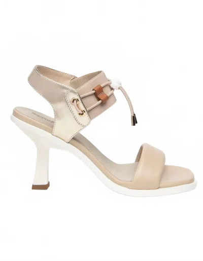 Nerogiardini Women's Leather Canvas And Technical Material Sandals In Beige/khaki In Neutral