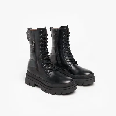 Nerogiardini Women's Leather Combat Boots In Black