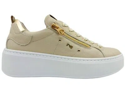 Pre-owned Nerogiardini Women's Shoes Nero Giardini E306541d Sneakers Low Casual Platform Leather Beige