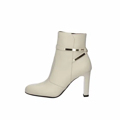 Nerogiardini Women's Velvet Ankle Bootie In Milk White In Multi