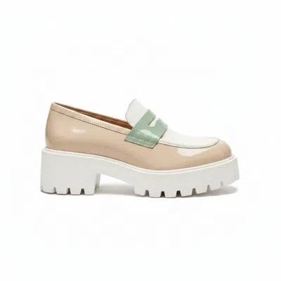 Nerogiardini Women's Vernice Loafer In Cream Green Flat In Multi