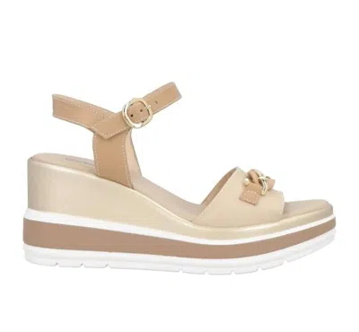Nerogiardini Womens Chain Ankle Strap Platform Wedge Sandal In Nude In Neutral