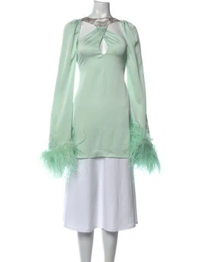 Pre-owned Nervi Asymmetrical Long Sleeve Top In Green