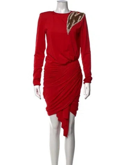 Pre-owned Nervi Crew Neck Mini Dress In Red