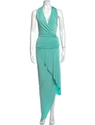 Pre-owned Nervi Halterneck Long Dress In Green