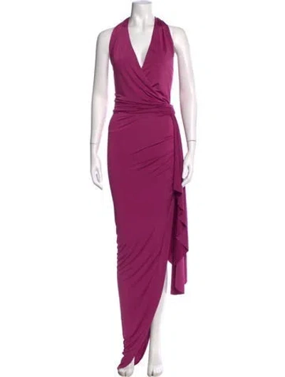 Pre-owned Nervi Halterneck Long Dress In Purple