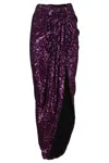 Nervi Sequined Purple Midi Skirt With Front Knot In Purple