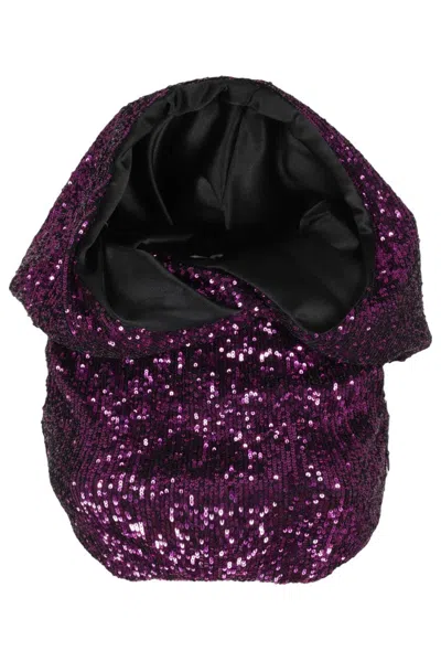 Nervi Sleeveless Hooded Top With Shimmering Zuze Pattern In Purple