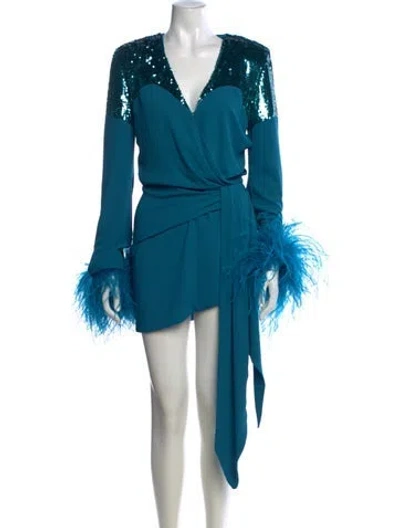 Pre-owned Nervi V-neck Mini Dress In Blue