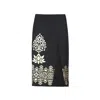 Nesavaali Women's Black Metallic Printed Sheath Skirt In Black