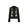 Nesavaali Women's Boho Black Printed Tailored Shirt In Black
