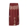 Nesavaali Women's Brown Artisanal Fired Brick Metallic Gold Midi Skirt In Brown