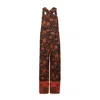 Nesavaali Women's Brown Eco-friendly Elegant Rust Printed Dungarees In Brown