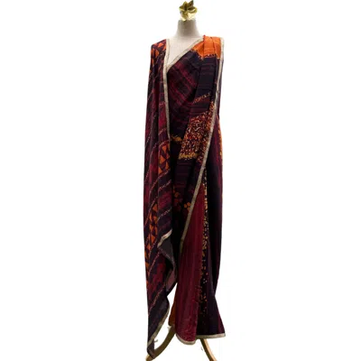 Nesavaali Women's Brown Fida Pre-stitched Printed Sari - Ready To Wear