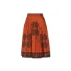 Nesavaali Women's Brown Rust Printed Handcrafted Midi Skirt In Brown